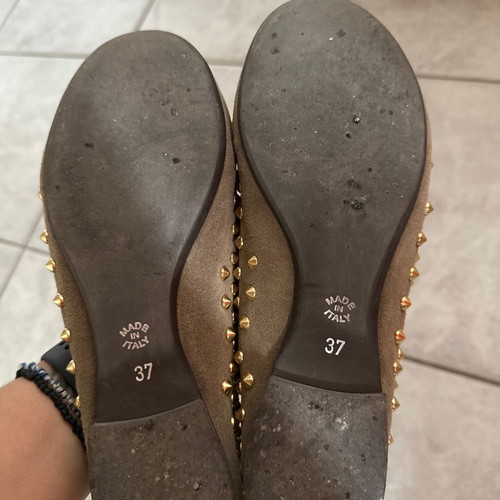 Italian ballerinas used, beige with gold studs, size 37