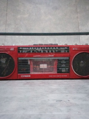 Ραδιοκασετόφωνο Boombox Fisher PH 835 L μεταχειρισμένο, κόκκινο, δεκαετίας 1980
