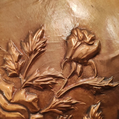 Large chalcography Vase with flowers like new 60x55 cm