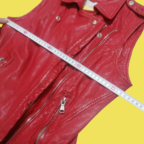 Freaky Nation red leather vest used, rock retro style