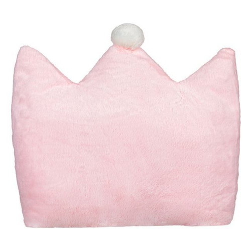 Decorative crown pillow pink Sweet Baby white pom pom 40x37cm