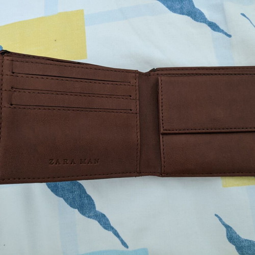 Zara wallet used, brown faux leather