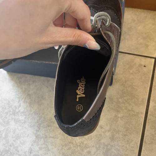 Verde Oxford shoes size 38 like new, black and rose gold