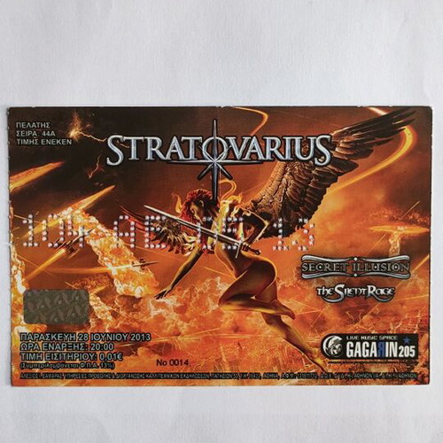 Stratovarius ticket like new, 28/6/2013