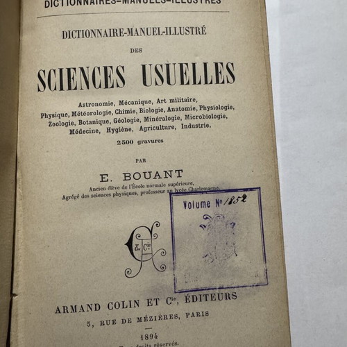 Dictionnaire-manuel-illustré des Sciences usuelles 1894 book by Émile Bouant