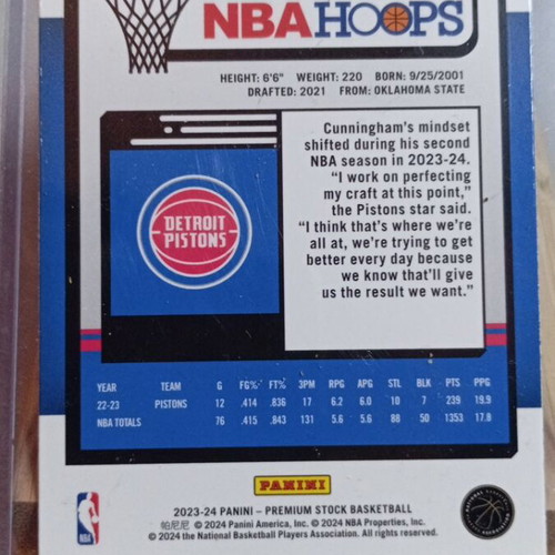 Cade Cunningham NBA Hoops 2023 - 2024 Panini card new