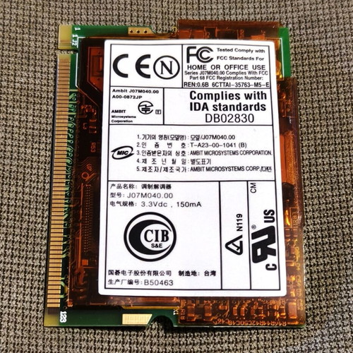 Modem card 56K Mini PCI used for laptops Ambit J07M040.00