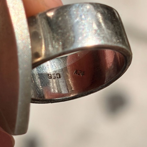 Silver gold ring 950/24k used, size 16/56