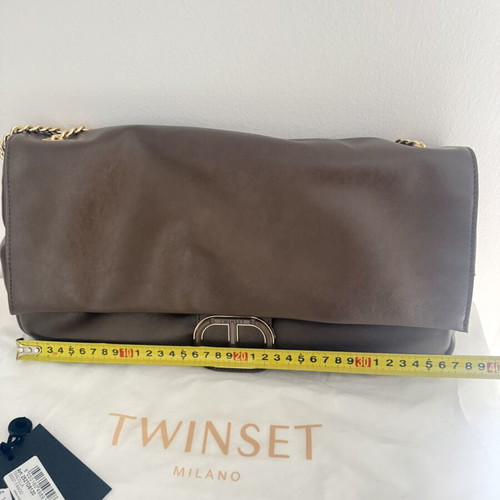 Twinset Milano shoulder bag with gold chain, taupe