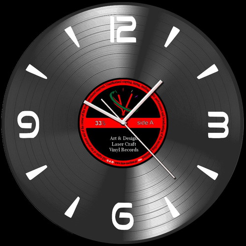 Time-machine wall clock new, analog, vinyl record 30x30 cm