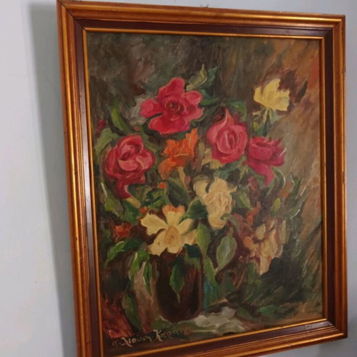 Angeliki Leousi-Karatza Oil Painting Used, 57x46.5 cm, Framed
