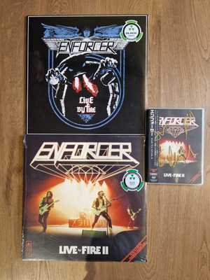Enforcer Live By Fire I & II LPs and DVD new, metal