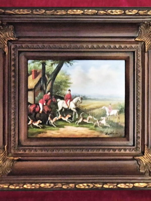 Signed hunting painting like new with frame