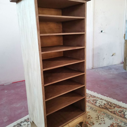 Wooden shoe rack used, open, 1950s vintage