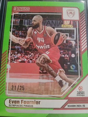 Evan Fournier 2024-25 Panini Donruss EuroLeague Neon Green Flood κάρτα καινούργια