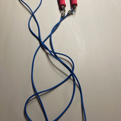 Gym skipping rope used, blue-red