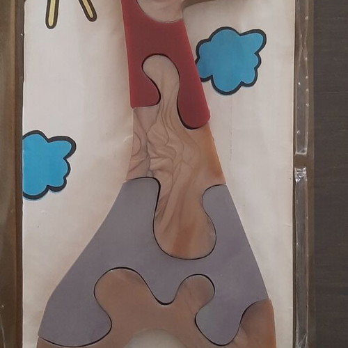 Vintage 1980s Bulgarian soft PVC giraffe puzzle