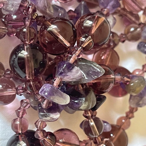 Amethyst large handmade vintage necklace like new, length 44 cm