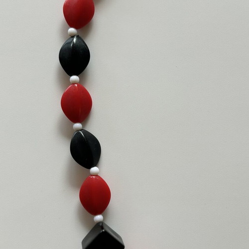 Set of 2 handmade necklaces with red, black, and brown beads like new