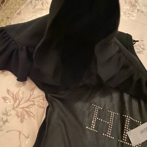 Women's blouse new with leather texture, size M-L, black