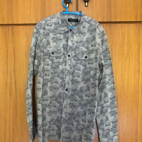 AllSaints camo military shirt used, men's size L
