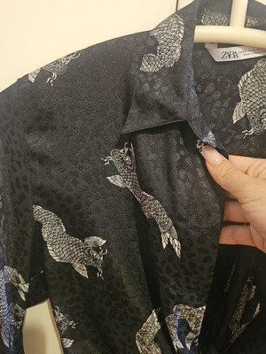 Zara σατέν crop πουκάμισο μαύρο, καινούργιο