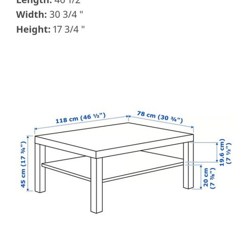 IKEA LACK coffee table like new, black/brown, 118×78 cm
