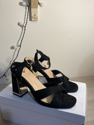 Black sandals used, comfortable with ankle strap, size 38