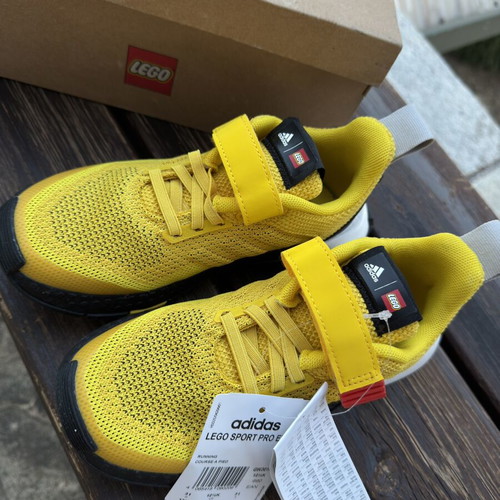 Adidas Lego Sport Pro kids' running shoes size 31, yellow and black