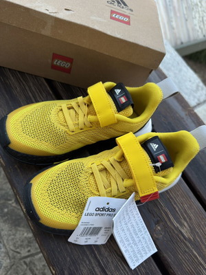 Adidas Lego Sport Pro kids' running shoes size 31, yellow and black