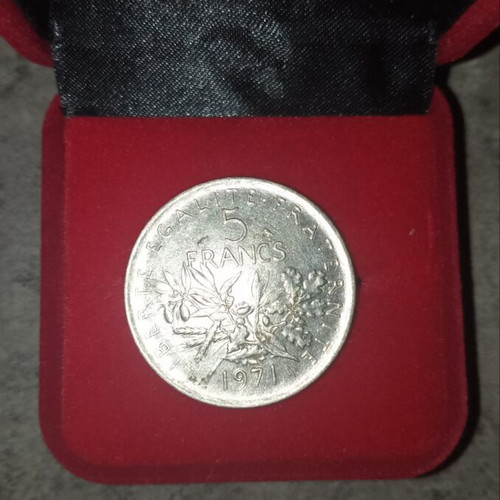 French 5 Francs coin used, 1971, nickel