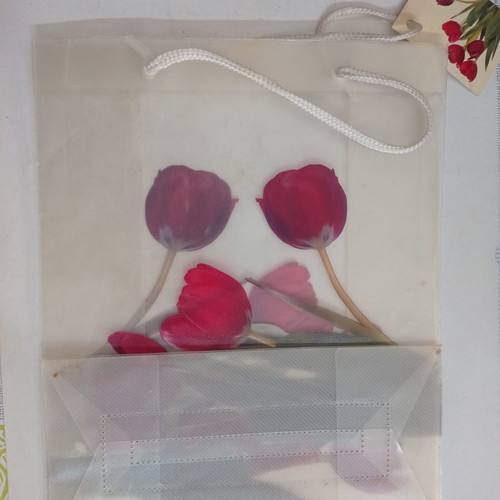 Plastic packaging bags with flowers used, pack of 2