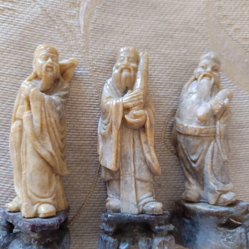 Feng Shui Three Wise Men soapstone figurines like new