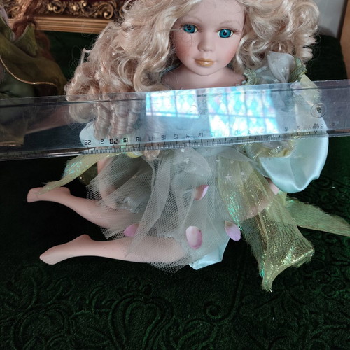 Vintage Porcelain Fairy Doll, 28cm, seated
