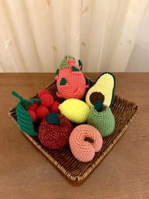 Handmade fruit basket new, set of 7 decorative fruits
