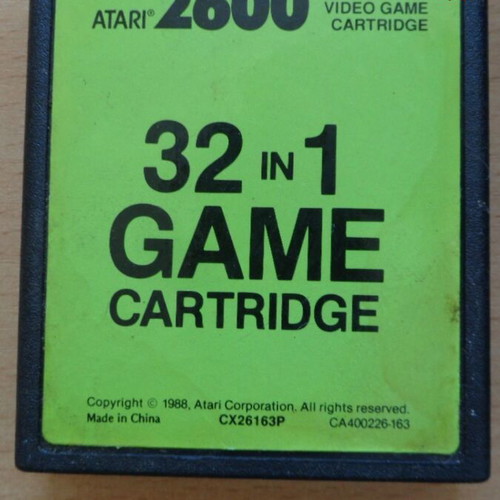 Atari 2600 Jr. console used with 32-in-1 cartridge and controllers