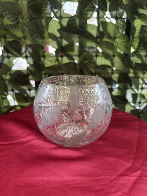 Vintage γυάλινο κηροπήγιο βάζο Mercury Glass σαν καινούργιο με ανάγλυφα σχέδια