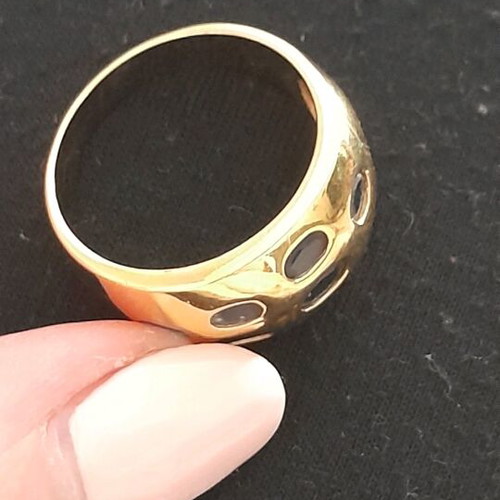 Stainless steel ring new, 19mm, black and gold
