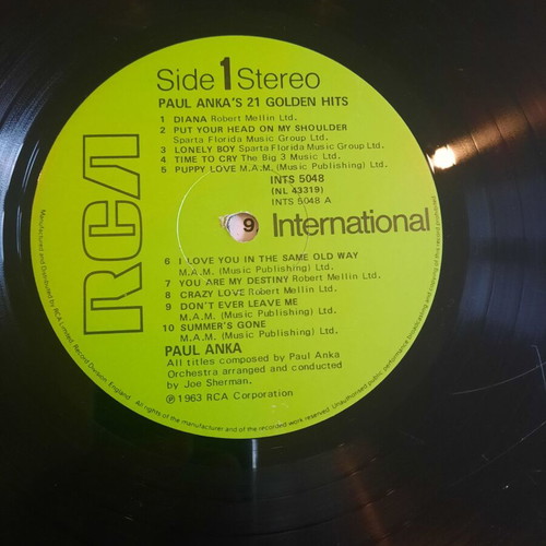 Paul Anka 21 Golden Hits βινύλιο μεταχειρισμένο, pop