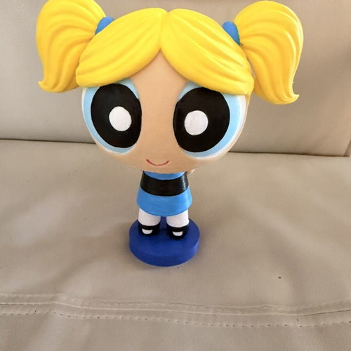 Bubbles Powerpuff Girls 3D printed figure, hand painted, 22cm