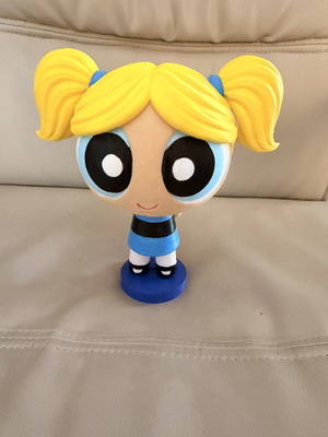 Bubbles Powerpuff Girls 3D printed figure, hand painted, 22cm