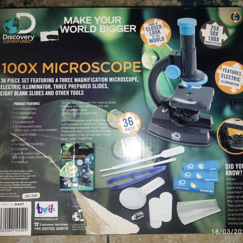 Discovery 100X microscope set used, 36 pieces