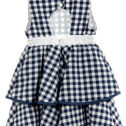 Babylon Fashion dress blue-white checkered with bow 12 months new