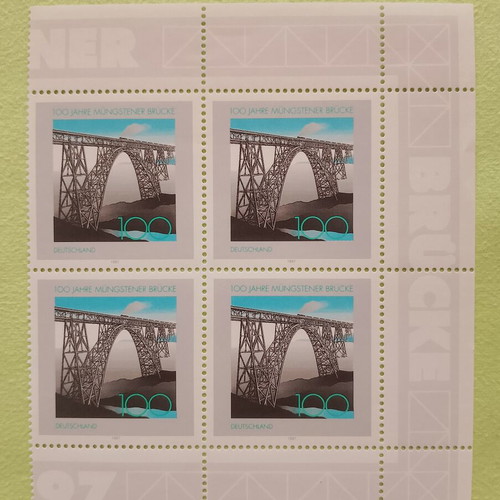 1997 German stamp with Bonn first day cover, mint block of four