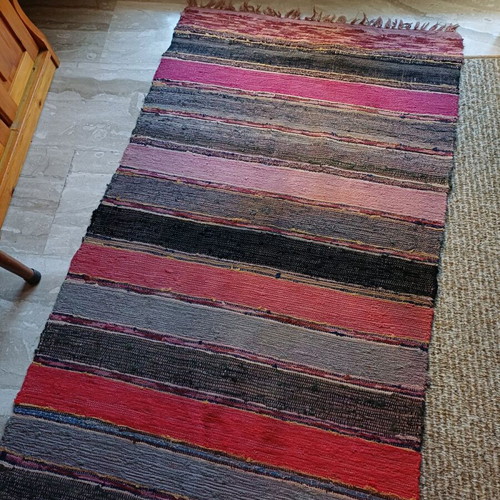 Traditional Handwoven Rag Rug like new, 80 cm × 3 m