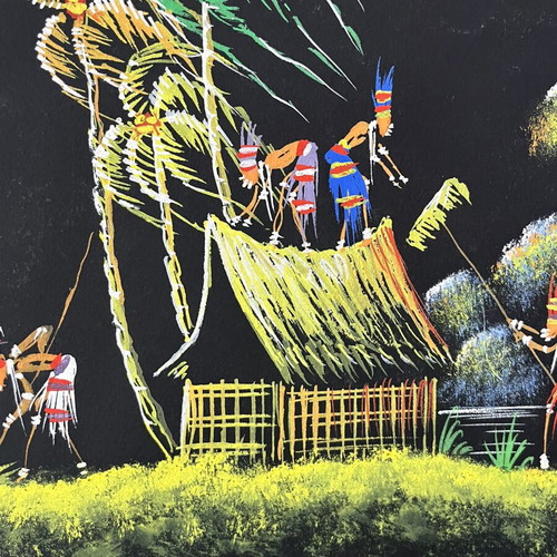 Authentic Vintage African Folk Art Painting 1960-1975