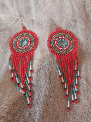 Women's earrings with beads like new, multicolored