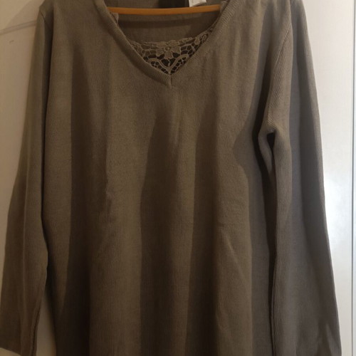 Women's blouse used, beige/brown, cotton, size XL-XXL