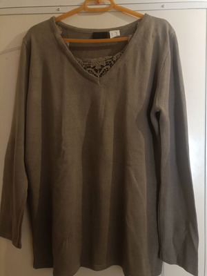 Women's blouse used, beige/brown, cotton, size XL-XXL