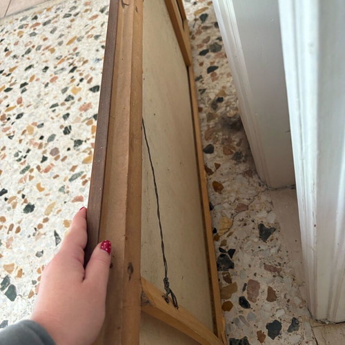 Vintage embroidered wall frame like new with wooden frame